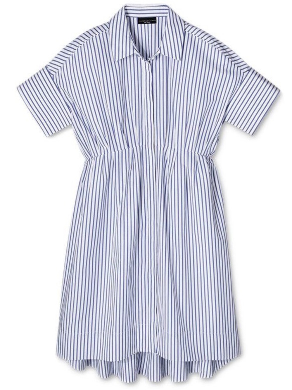 Victoria Beckham for Target, Blue Stripe Poplin Gathered Waist Dress - EUC